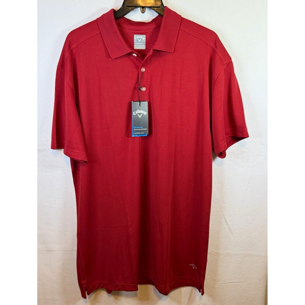 Callaway Opti-Dri Polo Men's XLT Big & Tall Chili Pepper Solid Golf Logo